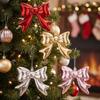 Glossy Texture Sequin Bow Ornament Glitter Bow Decoration  Home Christmas Setup