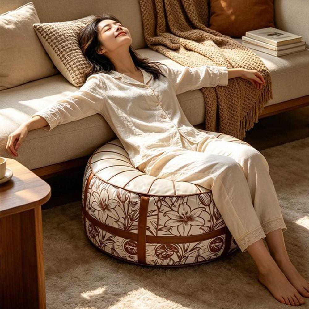 Fillable Design Ottoman Pouf Boho Pattern Storage Ottoman New Footstool Cover Home Use