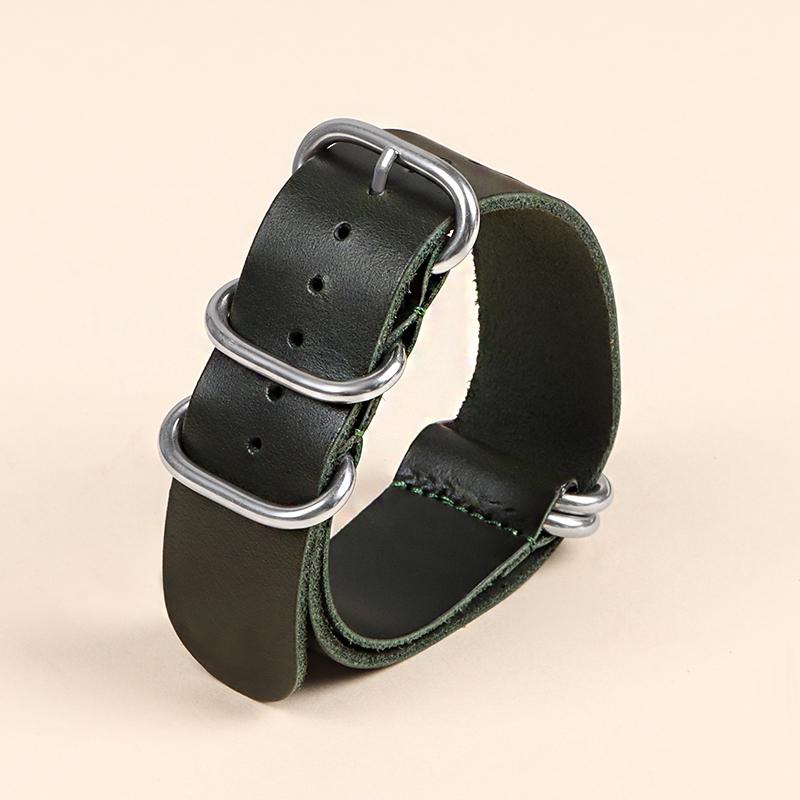 Винтажные кожаные ремешки для часов 18 мм 20 мм 22 мм Коричневые ремешки для часов ручной работы из коровьей кожи с кольцевой пряжкой для мужчин и женщин Аксессуары для часов