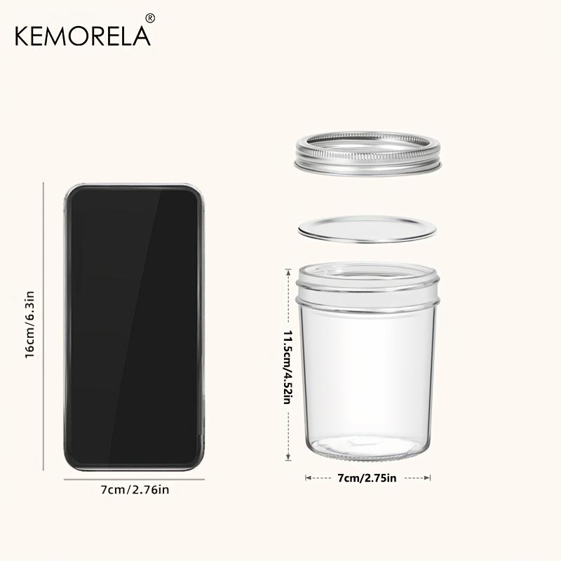 KEMORELA Mason Jars 350ML With Lids 4PCS Pint Mason Jars with Seal Bands Glass Canning Jars for Honey Jam Jelly Coffee Salad