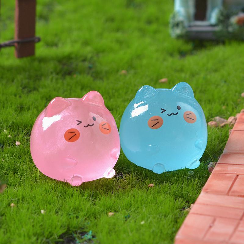 10 шт./лот Миниатюрные светящиеся кошки, животные, светящиеся в темноте, украшения из смолы, украшение для сада фей, мох, террариум, микроландшафт