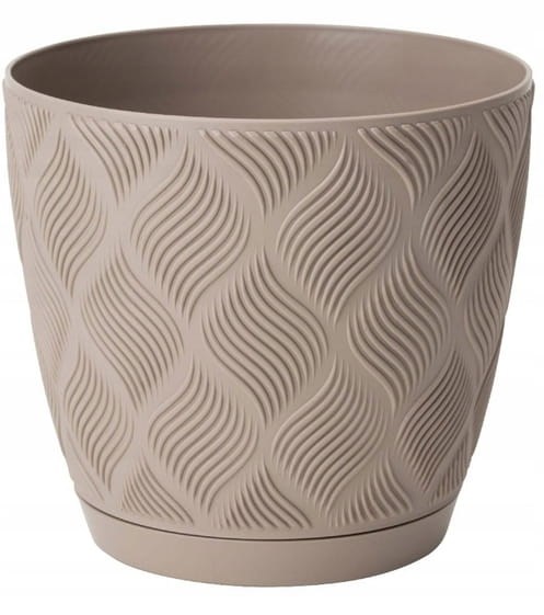 Beige Eco flowerpot 172x19cm classic plastic with Flow Petit saucer