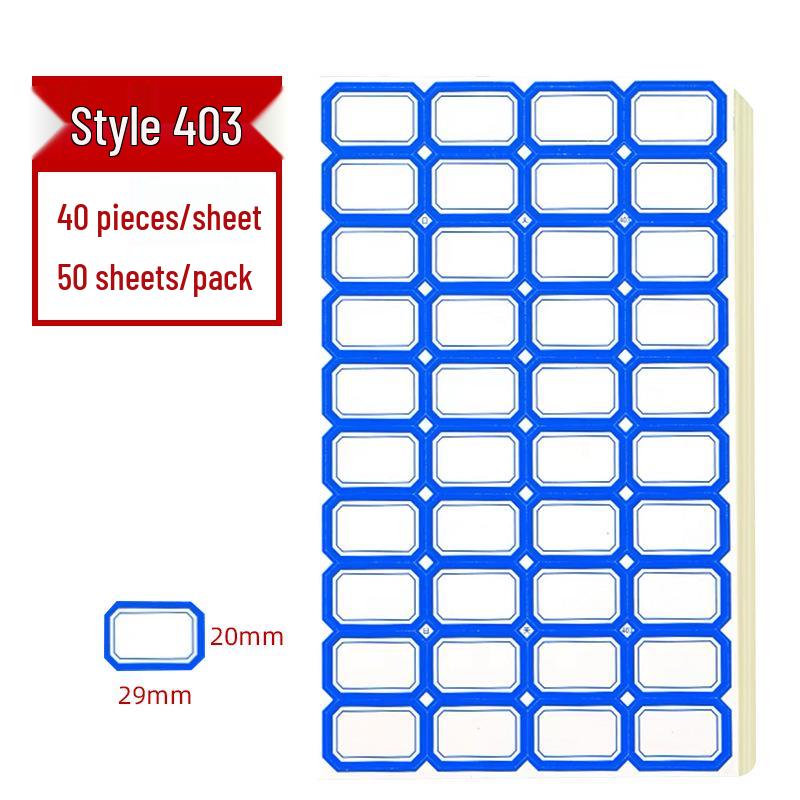 Colored Self-Adhesive Label Stickers for Handwriting, 50 Sheets - Office Use Name & Price Tags