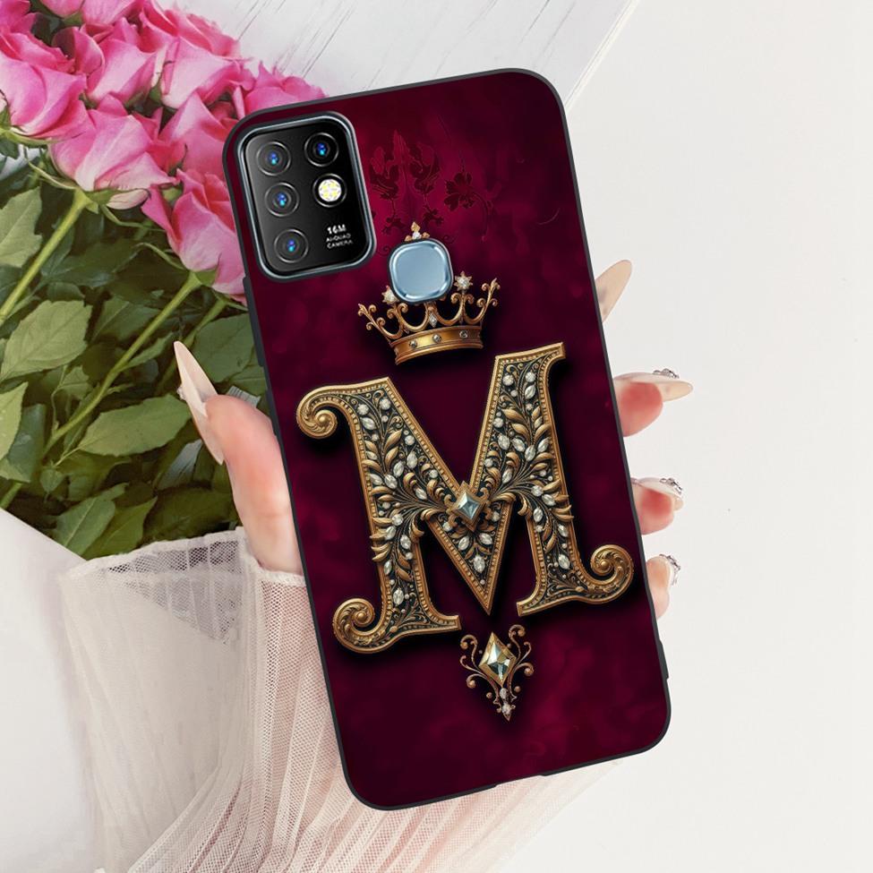 For Infinix Hot 10 Case Cover Luxury A-Z Letters 2D Painted Silicone Bumper For Infinix Hot10 X682B X682C Casing