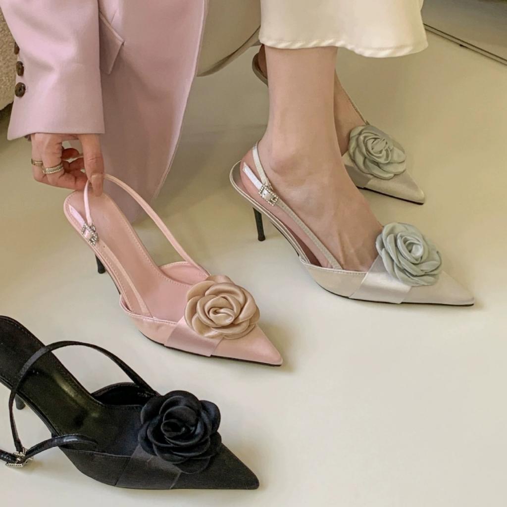 Сандалии с закрытым носком и острым носком во французском стиле, новые весенне-летние женские туфли на высоком каблуке