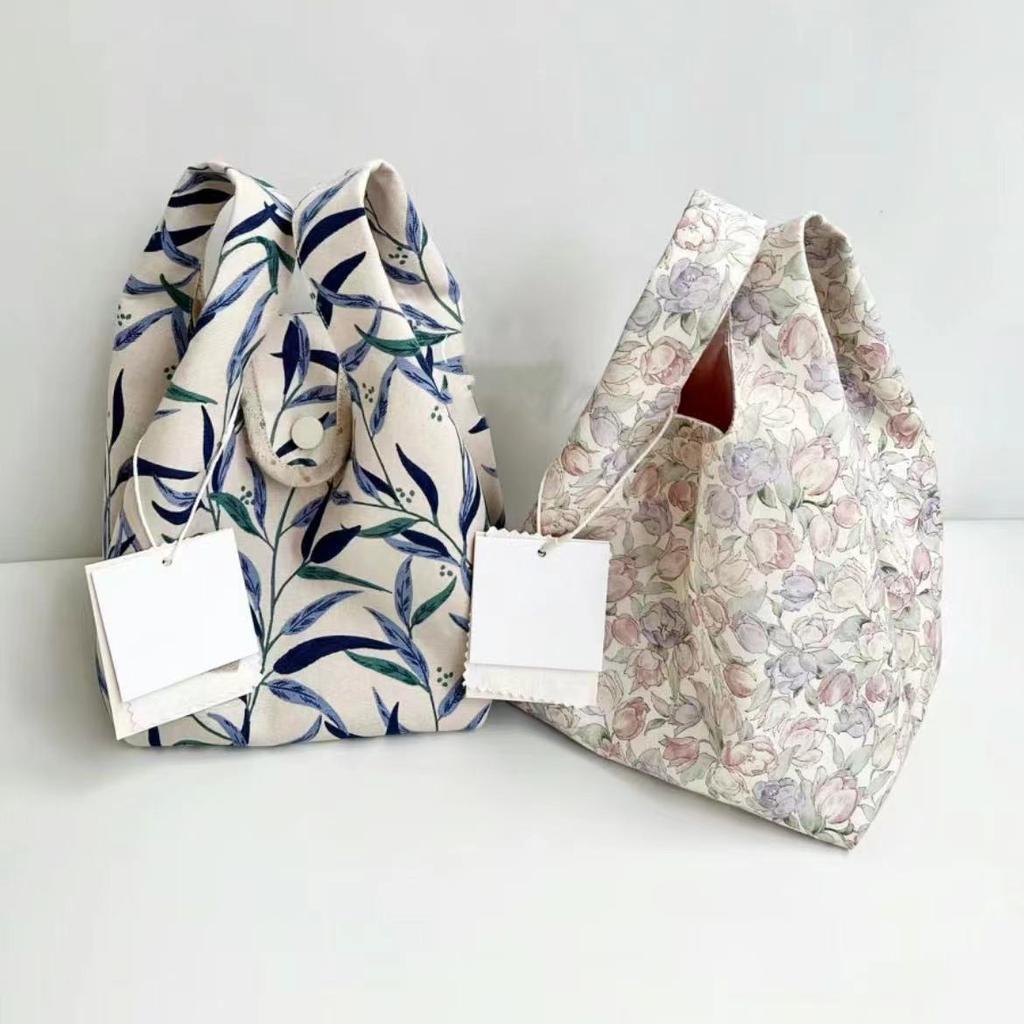 Eco-Friendly Tulip Flower Folding Tote Bag Portable Foldable Shoulder Medium Bag Large Cloth Bag Tote Bag