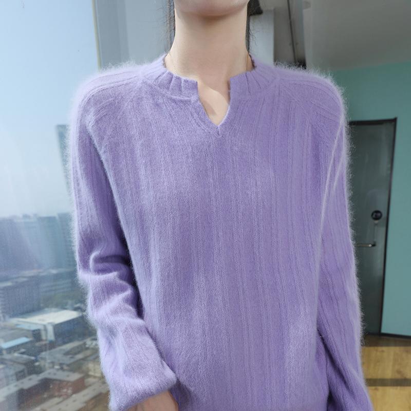 Женский кашемировый свитер Qinghe Cashmere 30% кашемир 30% норка 30% шерсть 10% нейлон Женский осенне-зимний плотный кашемировый пуловер Мягкий и теплый
