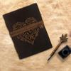 Vintage Leather Journal Book Of Shadow Grimoire Antique Deckle Paper Heart