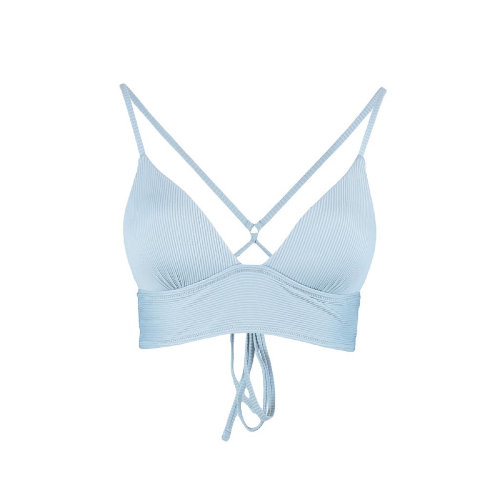 Черный текстурированный топ бикини с треугольными чашечками и пуш-апом Tbess21bu0010