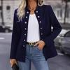 2024 Зимняя Мода Женское Однотонное Пальто-Кардиган Двубортное со Стойкой Воротником