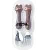Children's Animal Spoon Fork Set Bear MP267, Brown, Spoon + Fork + Case