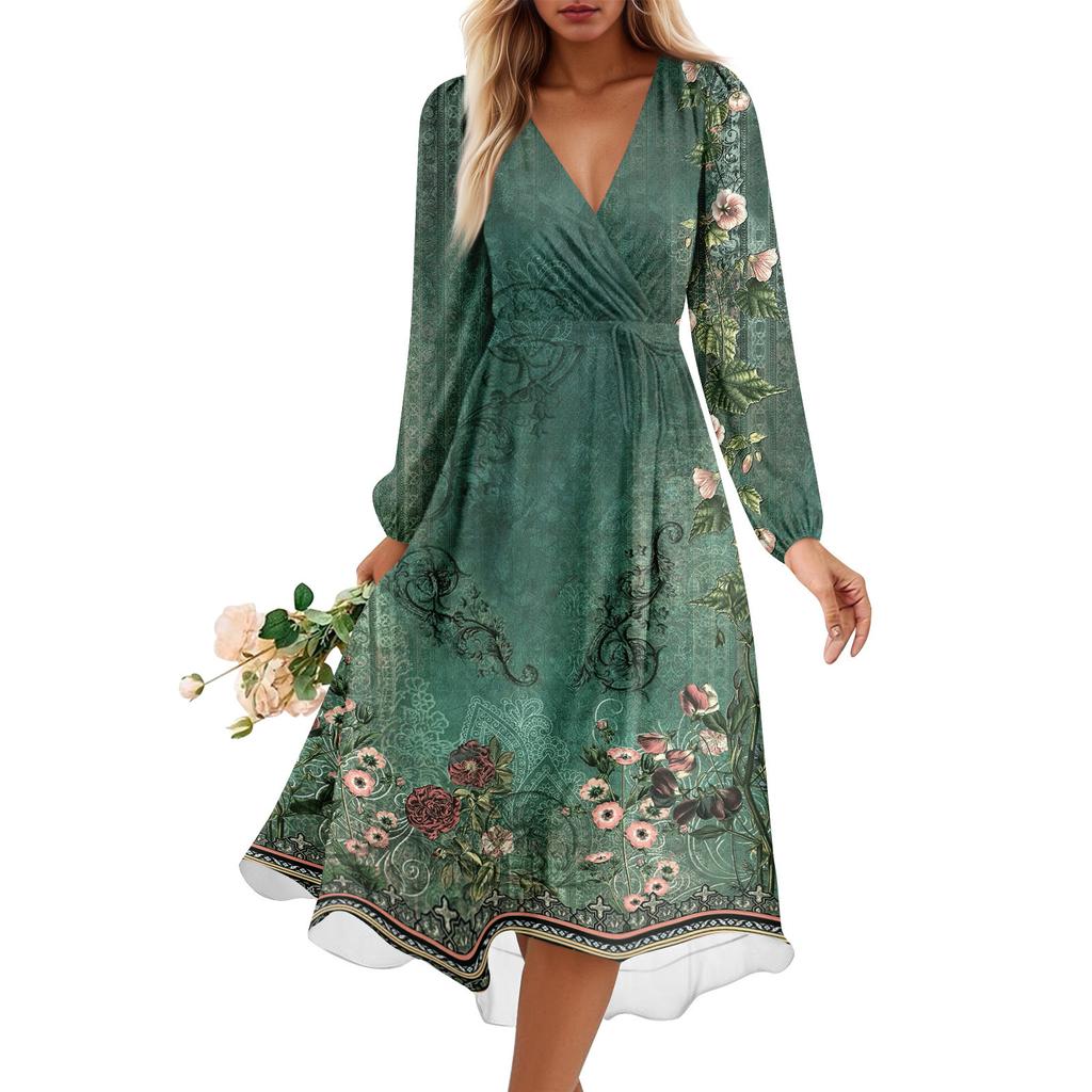 Женское летнее свободное платье с V-образным вырезом, Элегантное платье