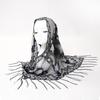 Butterfly Lace Hollow Scarf Polyester Mesh Scarves Elegant Tassel Triangle Shawl  Church