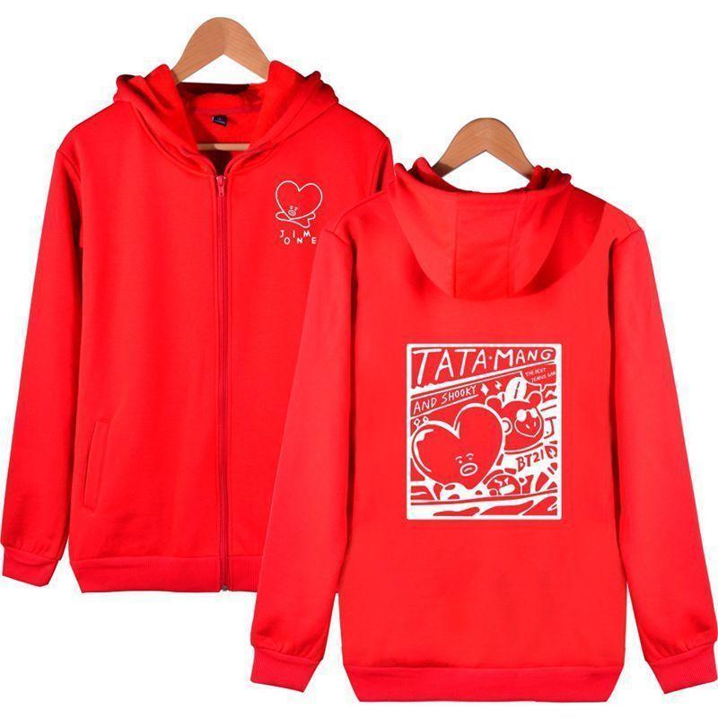 Zipper Bts Sweatshirt Bt21 Bangtan Boys Tata Casual Sweatershirt Kpop Hoodie