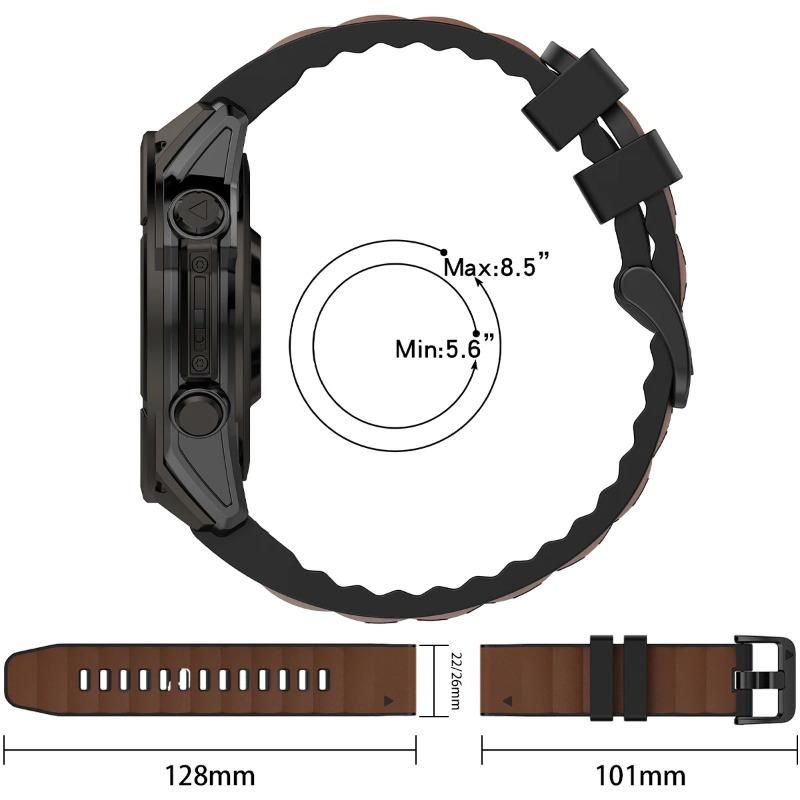 Ремешок QuickFit 22/26 мм для Garmin Epix Pro/fenix 8 7 7X Pro Кожаный Силиконовый Ремешок для Часов Forerunner 965 970 Enduro 3 Спортивный Браслет