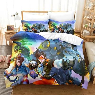 Игровой Постельный Набор Overwatchs Мальчики Девочки Размер Твин Королева Пододеяльник Наволочка Кровать Мальчики Взрослые Мода Домашний Текстиль
