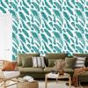 Wallpaper Turquoise feathers on a white background for the living room and bedroom 50x1000