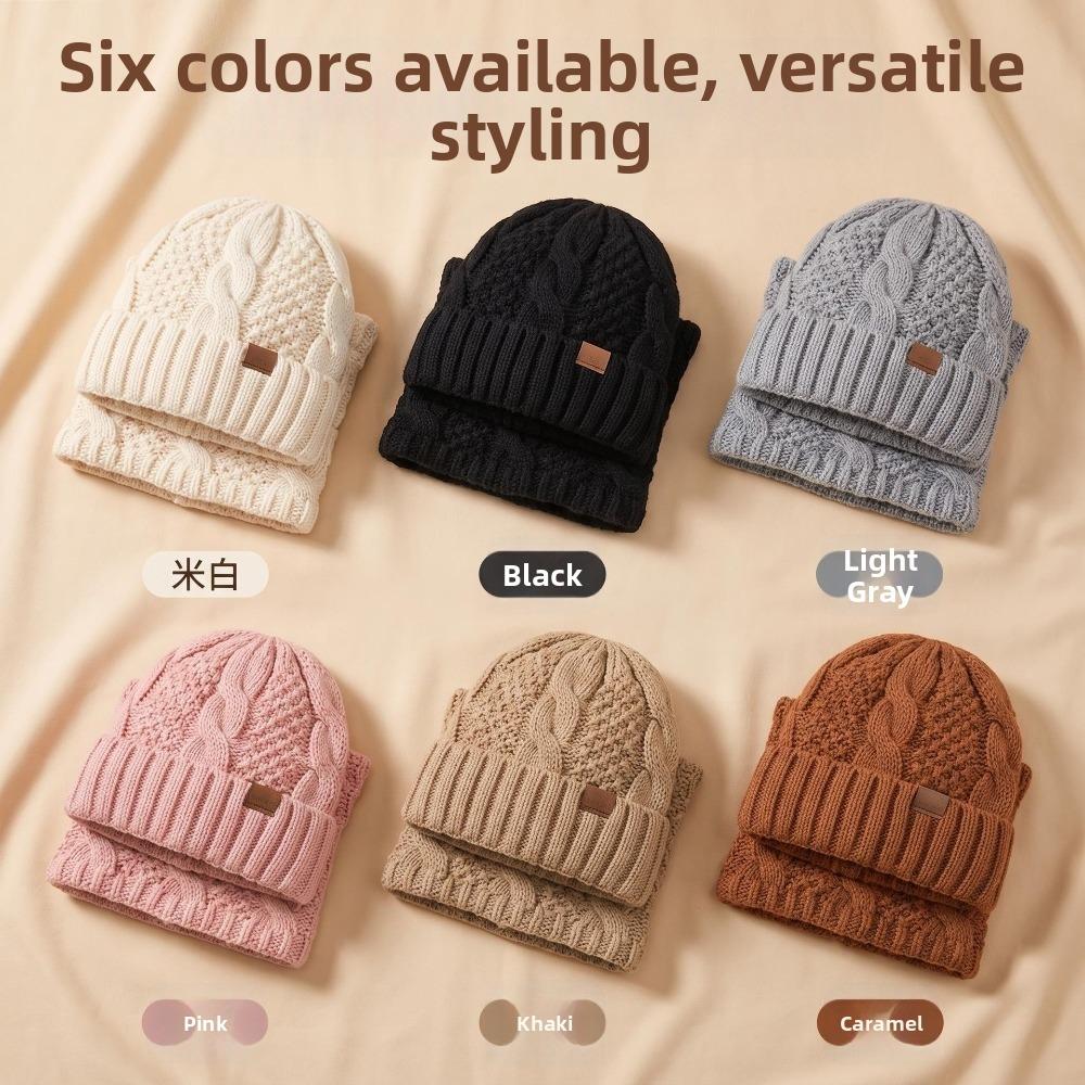 2-Piece Set Beanie Hat & Neck Gaiter Double Layer Thick Warm Beanie Hat Winter Season