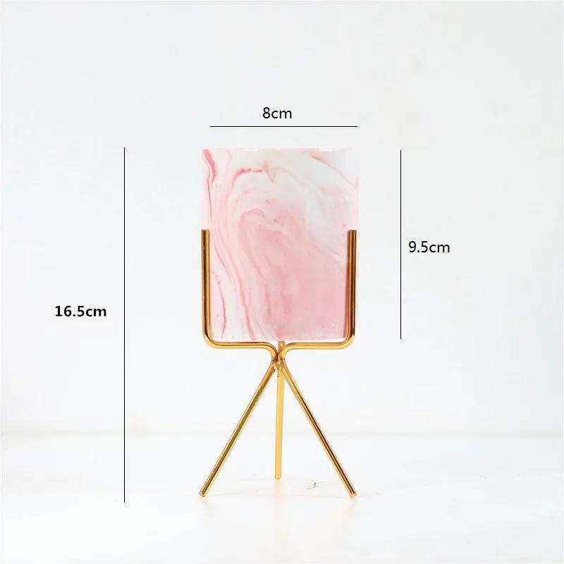 Скандинавская керамическая железная художественная мраморная ваза с узором розовое золото зеленый настольный цветочный горшок для домашнего офиса вазы декоративный суккулентный цветочный горшок