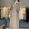 Women's Cashmere Dress Qinghe Cashmere 70% Wool 30% Cashmere Women's Autumn and Winter Cashmere Dress Soft and Warm
