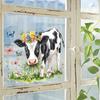Коровы, едящие траву Цветы Бабочки Балконы Стеклянные окна Домашний фон Украшение Статические наклейки на окна