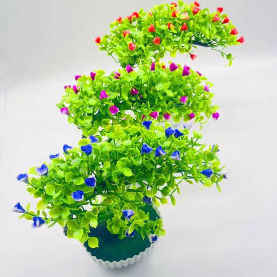 Поддельный бонсай романтический не требующий полива пластиковый красивый искусственный цветок бонсай с горшком