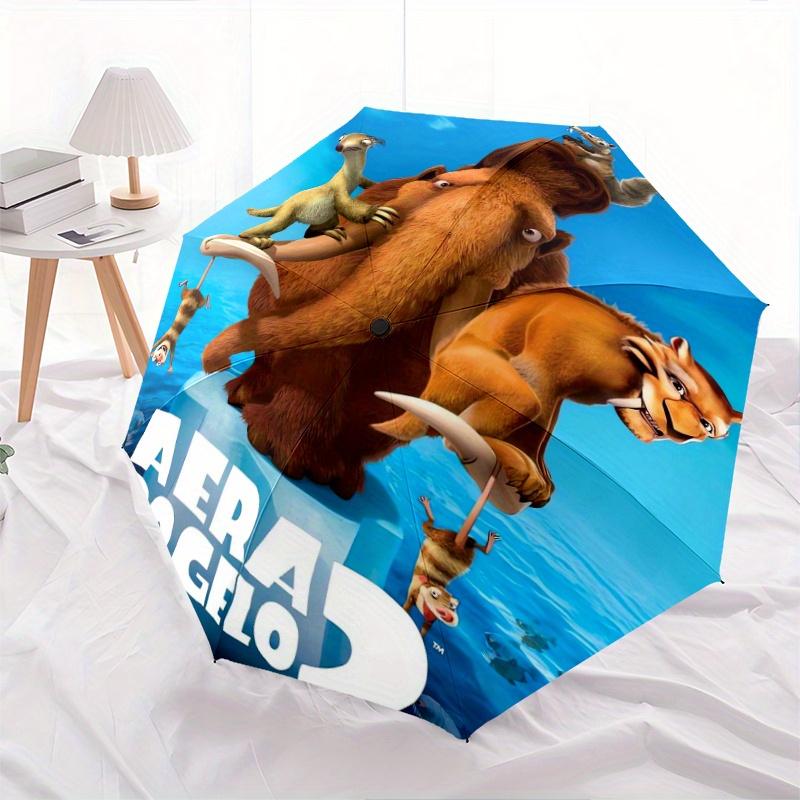 Ice Age 2 Movie Poster Durable Cartoon Folding Umbrella, Portable 3-Fold Compact Umbrella for Men and Women, Suitable for Travel or Daily Us