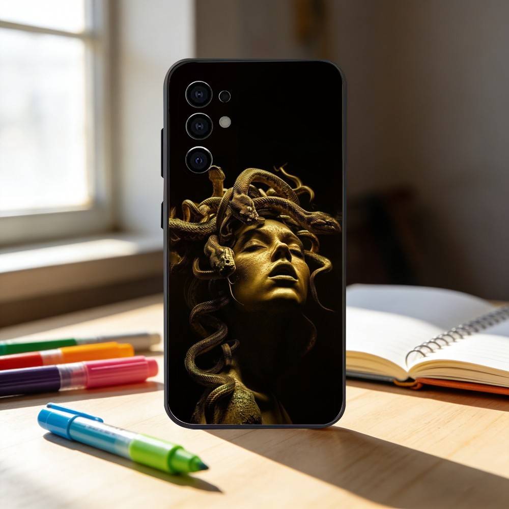 M-Medusa G-Greek Mythology Phone Case For Samsung S25,S24,S21,S22,S23,S30,Ultra,S20,Plus,Fe,Note,10,9,5G Black Cover