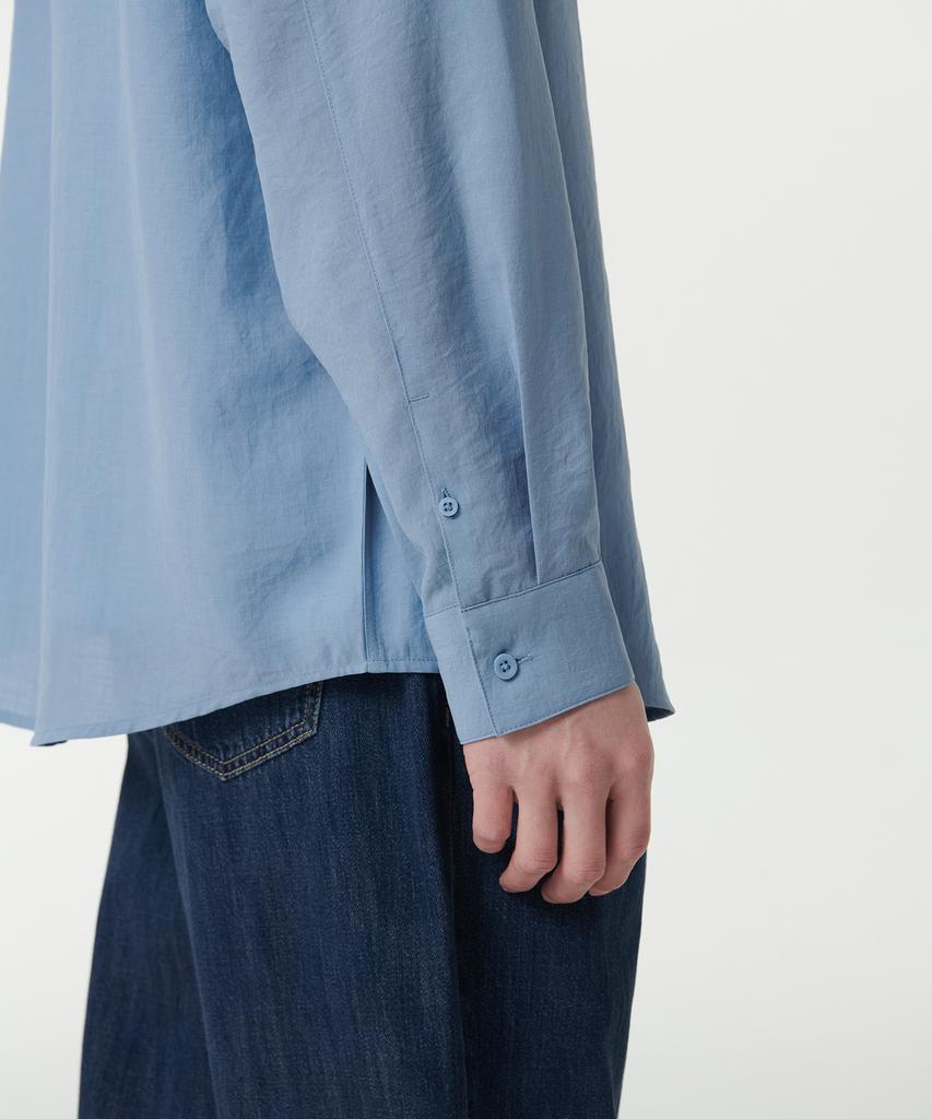 MUSINSA STANDARD Relaxed Linen-Like Shirt [Socks Blue]