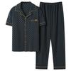 Men's 100% Cotton Plaid Short-Sleeve Pajama Set with Trousers and Cardigan