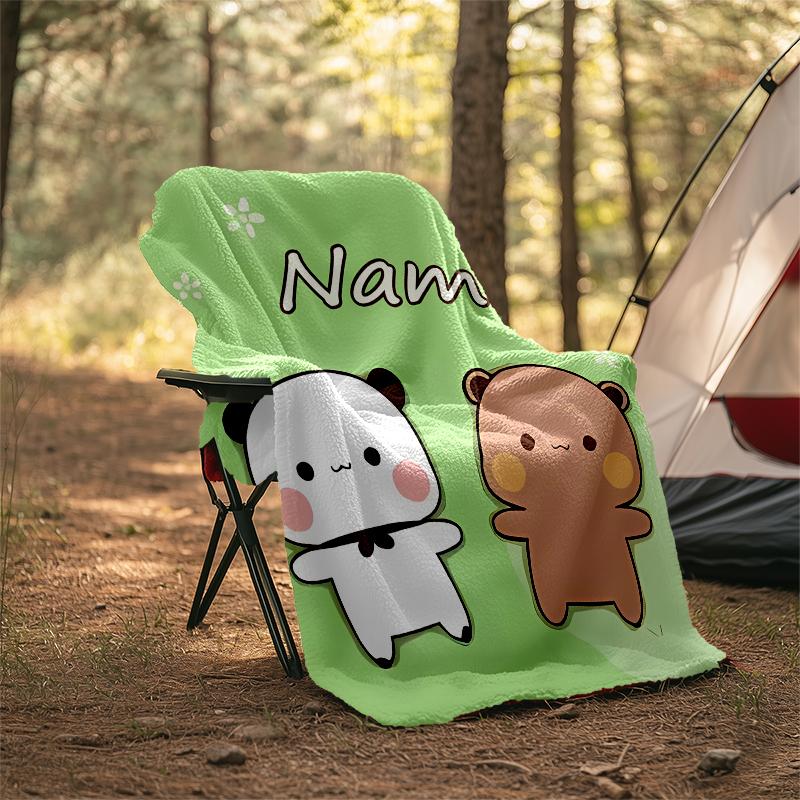 Personalized Custom Name Blanket - Bubu and Dudu Print Design,Blanket for Sofa,Bed,Travel,Camping - Soft and Warm, Great Gift