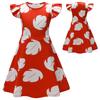 Kids Lilo & Stitch Lilo Cosplay Costume, Red Hawaiian Dress with Green Leaf Accessories for Halloween & Parties