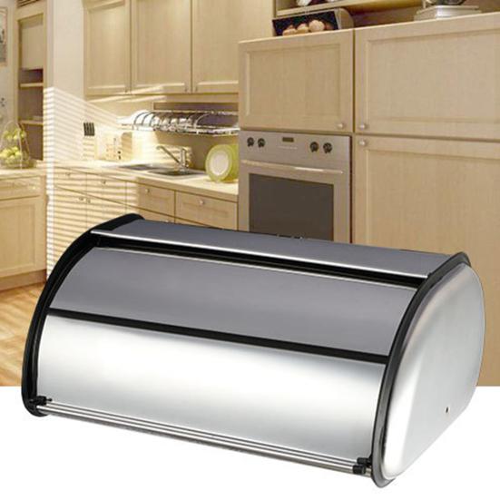 Home Hotel Steel Bread Kitchen Large Stainless Holder Storage Container Box Bin