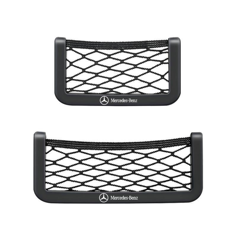 AABDB1 1Pcs Car Net Bag Phone Holder Storage Net Box Pocket Organizer Stickers For Mercedes Benz GLK GLA A B C E R G Class C180 S200