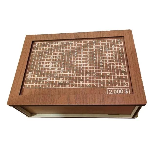Копилка для денег 500/1000/2000/3000/5000/10000 евро, деревянная копилка для денег, многоразовая копилка с копилками для целей и чисел