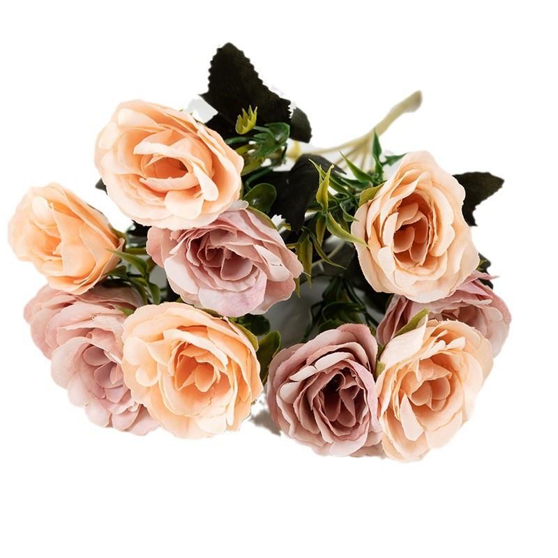 Romantic Rose Flower Bouquet Fake Silk Floral Decor For Wedding And Home