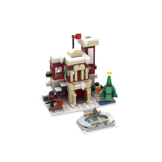 Городской домик, рождественский домик, маленькая зимняя ратуша, зимняя деревня, пожарная станция, наборы для зимней деревни, строительные блоки, детские игрушки, подарок