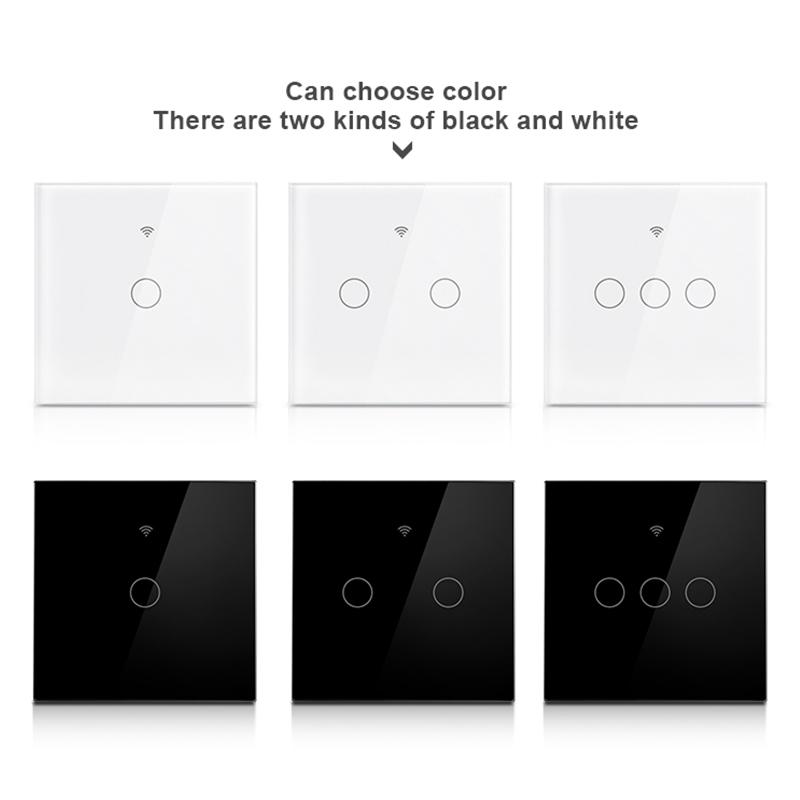 Smart Wifi Touch Switch No Neutral Wire Required Smart Home 1/2/3 Gang Light Switch 220V EU Standard Support Alexa Tuya App Remote Control
