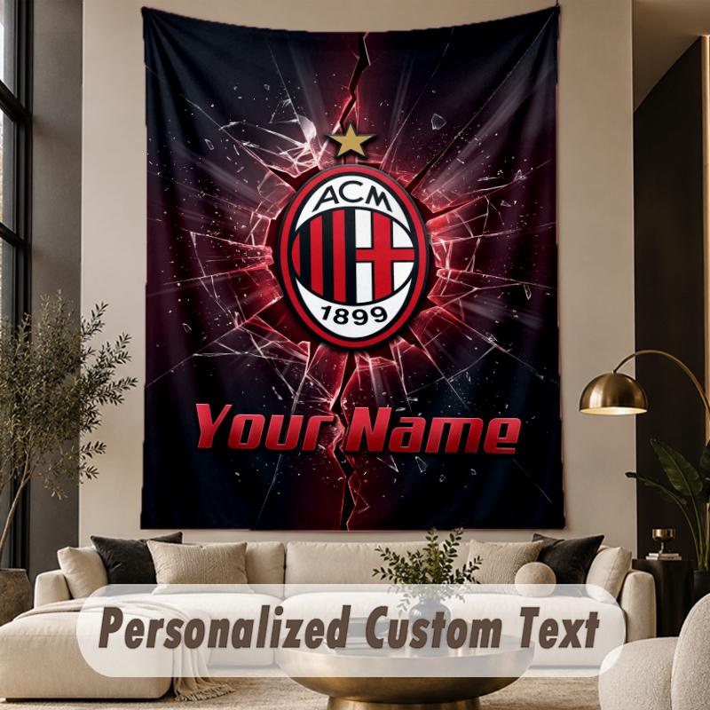 Custom Text Tapestry AC Milan Print Wall Tapestry Indoor Living Room Wall Decor