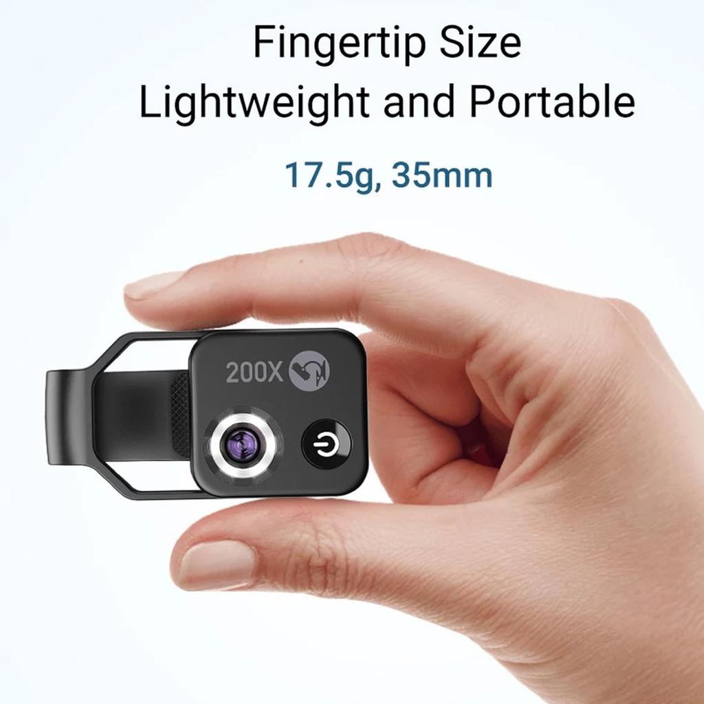 200X Zoom Phone Mini Pocket Microscope with CPL Lens LED Light Mobile Phone External Lens Portable Phone Microscope Camera