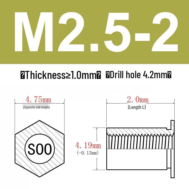 Шестигранные Заклепочные Гайки-Болты M2-M8, Резьбовой Стержень с Цилиндрической Головкой