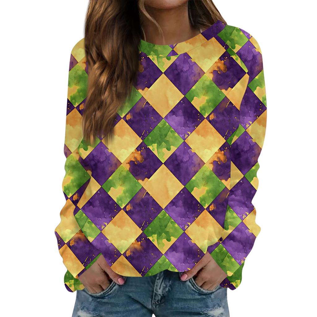 Round Neck Long Sleeve Sweatshirts For Women Print Graphic Top Casual Basic Tops Pullover