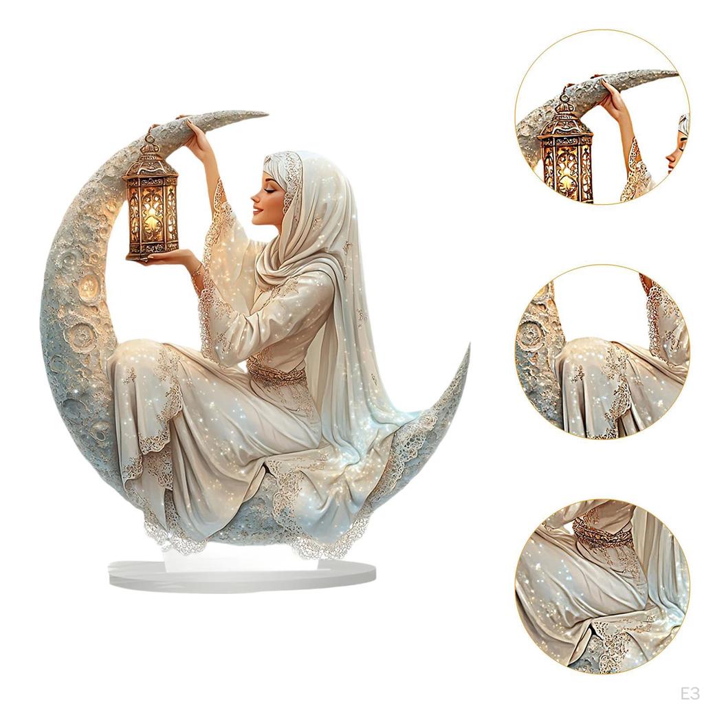 2D Flat Moon Acrylic Display Piece for Office And Home Decor