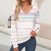 Women's Tops Floral Print Long Sleeve Shirt V Neck Casual Loose Tee Autumn Clothing