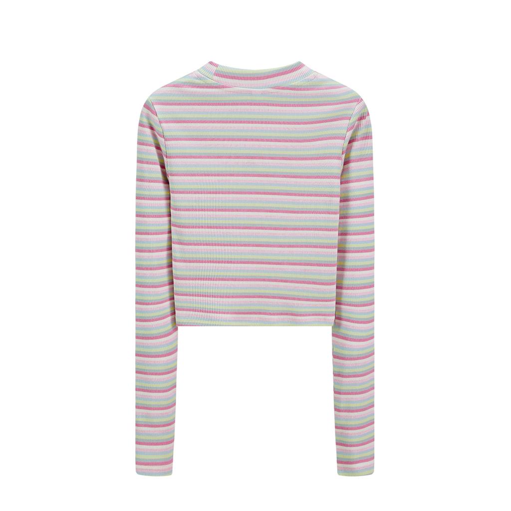 Spring and Autumn Colored Striped Long-Sleeved T-Shirt
