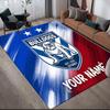 Custom Name Footscray Bulldogs Flannel Pattern Square Carpet,Area Rug,Carpet Rug for Living Room Bedroom Sofa Playroom Decor,Non-slip Floor Mat