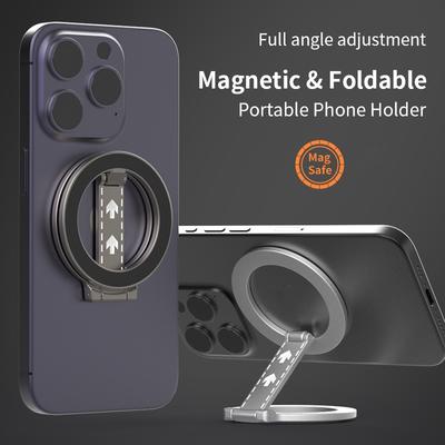 2025 Двусторонний стенд для телефона MagSafe Магнитный держатель-кольцо для телефона Подставка Магнитный держатель для iPhone 15 16 Android Держатель для спортзала Автомобильный держатель