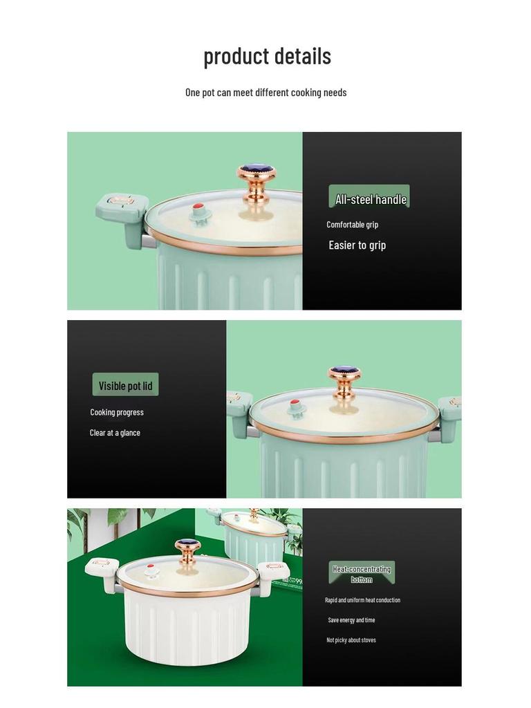 Супница с антипригарным эмалированным покрытием большого объема - Многофункциональная с двумя ручками для приготовления пищи при низком давлении