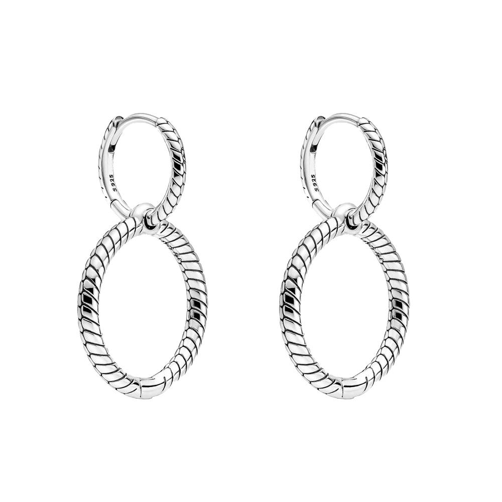 Сверкающие двойные серьги-кольца из стерлингового серебра S925 для женщин, модные ювелирные изделия, подарки на день рождения, день матери