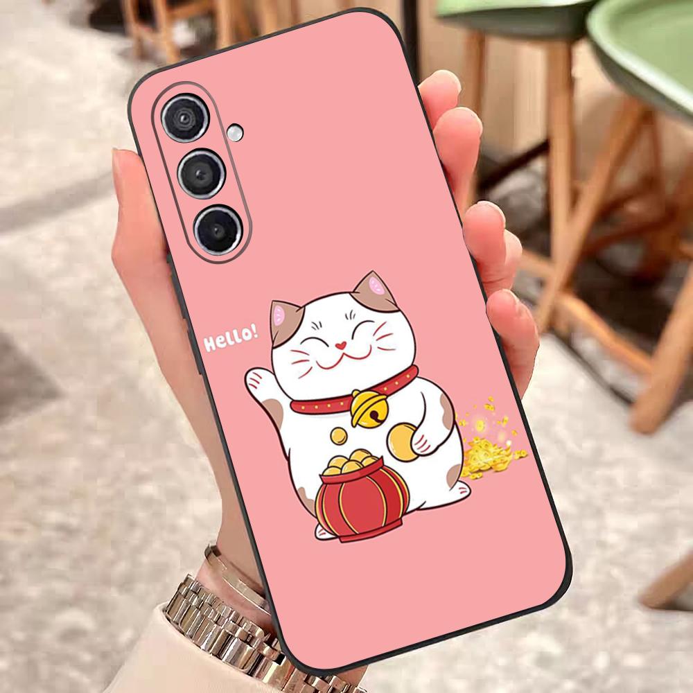 Lucky Money Cat Phone Case For Samsung S25 Edge 24 23 22 21 20 Ultra Plus Fe Galaxy A54 53 34 25 16 Silicon Cover